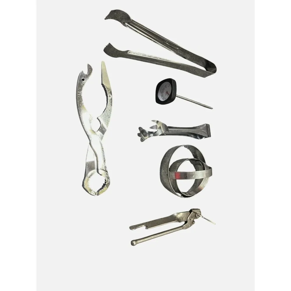 Mixed Kitchen Utensils Lot Used Vintage Ekco Multi Tool Thermometer Racks